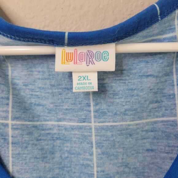 LuLaRoe Size 2XL Dress Sleeveless Pockets Fit & Flare Checked 42" L - Picture 3 of 4